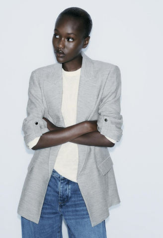 Veste Manches Retroussees Zara grise Kadolog